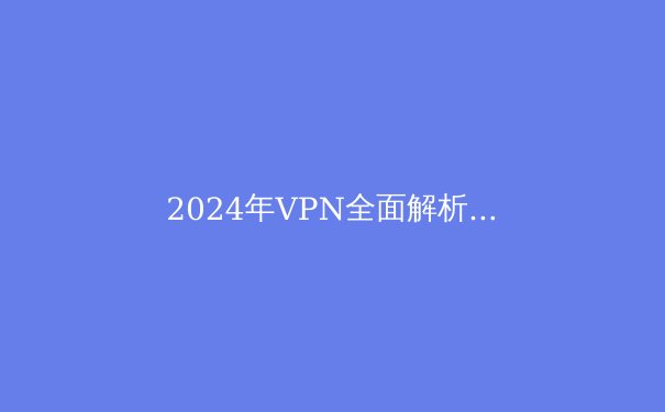 2024年VPN全面解析：安全上网、隐私保护与突破限制的最新指南 - 2